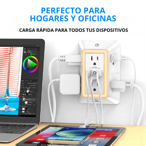 TOMA DE PARED CON REGLETA MÚLTIPLE+CLIPS